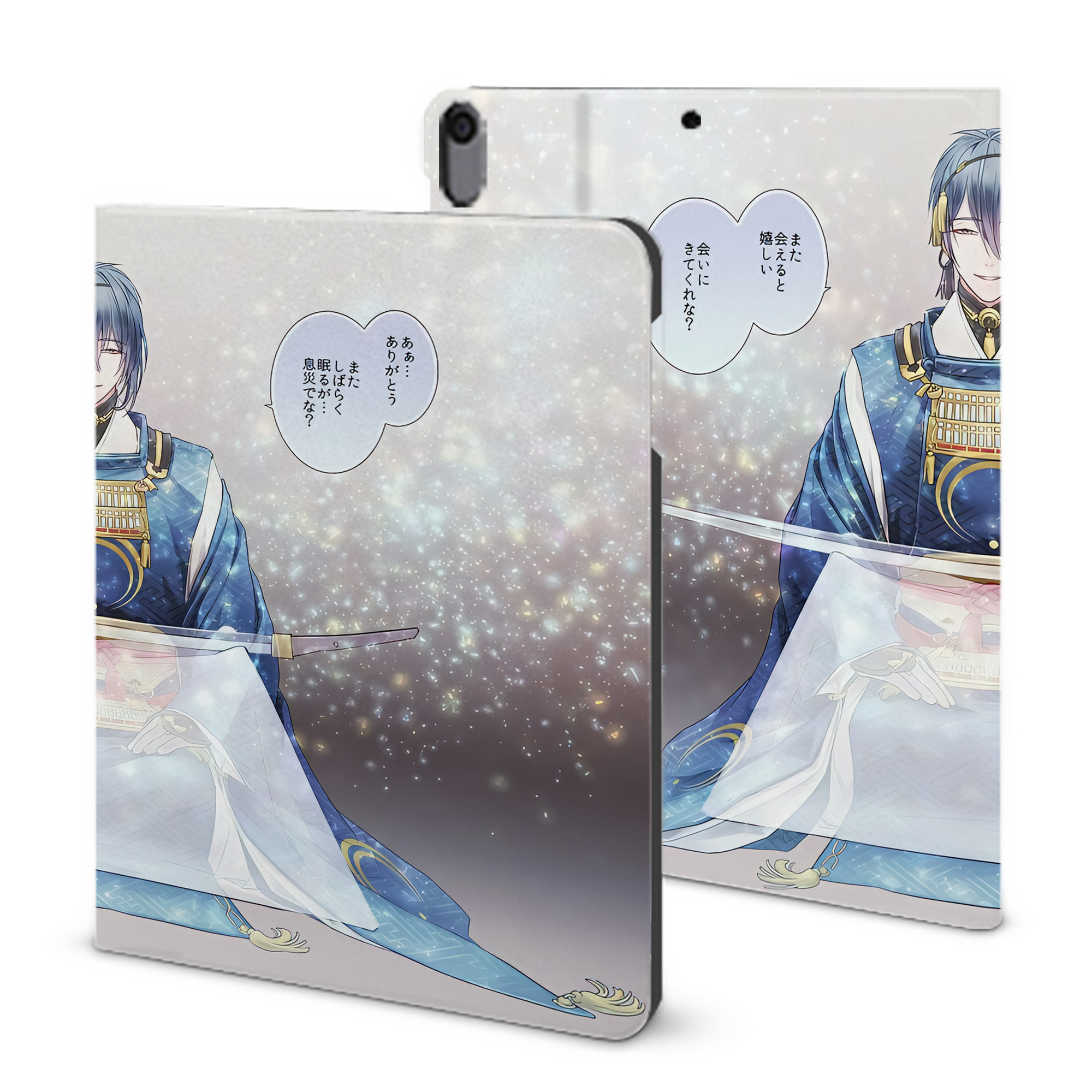 （画像用） 刀剣乱舞 Touken Ranbu IPad ケース ブック型 PUレザー TPU 耐衝撃 軽量 薄型 ペン収納なし 全面保護 IPad 各モデル対応